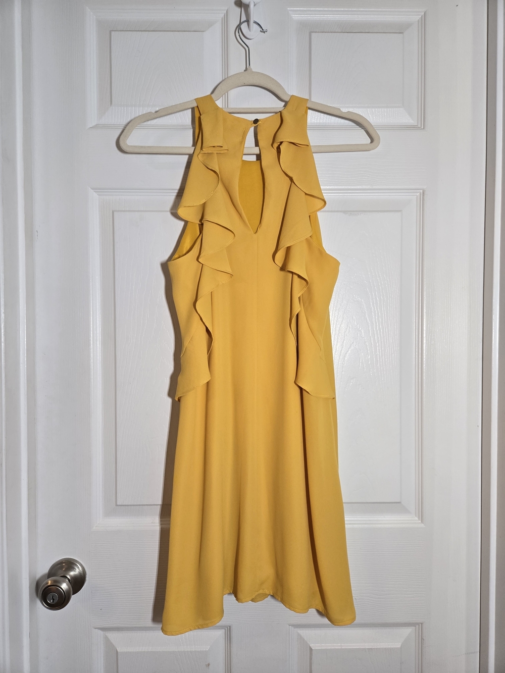 Luxe Canary Ruffle Halter Mini Dress Size Small